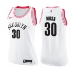 Women's Nike Brooklyn Nets #30 Dzanan Musa Swingman White Pink Fashion NBA Jersey