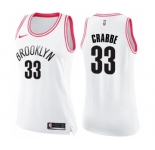 Women's Nike Brooklyn Nets #33 Allen Crabbe Swingman White Pink Fashion NBA Jersey