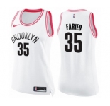 Women's Nike Brooklyn Nets #35 Kenneth Faried Swingman White Pink Fashion NBA Jersey