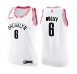 Women's Nike Brooklyn Nets #6 Jared Dudley Swingman White Pink Fashion NBA Jersey