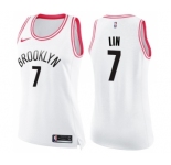 Women's Nike Brooklyn Nets #7 Jeremy Lin Swingman White Pink Fashion NBA Jersey