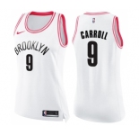 Women's Nike Brooklyn Nets #9 DeMarre Carroll Swingman White Pink Fashion NBA Jersey