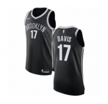 Youth Nike Brooklyn Nets #17 Ed Davis Authentic Black NBA Jersey - Icon Edition