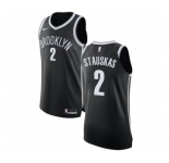 Youth Nike Brooklyn Nets #2 Nik Stauskas Authentic Black Road NBA Jersey - Icon Edition