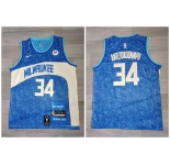 Bucks #34 Giannis Antetokounmpo Blue Nike 2023-24 City Edition Swingman Jersey