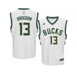 Men Adidas Milwaukee Bucks #13 Malcolm Brogdon Swingman White Home NBA Jersey