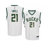 Men Adidas Milwaukee Bucks #21 Tony Snell Authentic White Home NBA Jersey