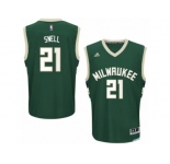 Men Adidas Milwaukee Bucks #21 Tony Snell Swingman Green Road NBA Jersey