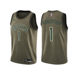 Men Nike Milwaukee Bucks #1 Oscar Robertson Green Salute to Service NBA Swingman Jersey
