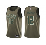 Men Nike Milwaukee Bucks #12 Jabari Parker Green Salute to Service NBA Swingman Jersey