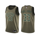 Men Nike Milwaukee Bucks #33 Kareem Abdul-Jabbar Green Salute to Service NBA Swingman Jersey