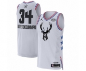Men's Jordan Milwaukee Bucks #34 Giannis Antetokounmpo Authentic White 2019 All-Star Game Basketball Jersey