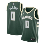 Men's Milwaukee Bucks #0 Damian Lillard Green Icon Edition Stitched Basketball Jersey