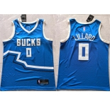 Men's Milwaukee Bucks #0 Damian Lillard Royal 2024 City Edition Stitched Basketball Jersey