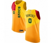 Men's Milwaukee Bucks #0 Donte DiVincenzo Authentic Yellow Basketball Jersey - City Edition