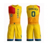 Men's Milwaukee Bucks #0 Donte DiVincenzo Authentic Yellow Basketball Suit Jersey - City Edition