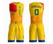 Men's Milwaukee Bucks #0 Donte DiVincenzo Authentic Yellow Basketball Suit Jersey - City Edition