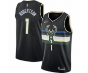 Men's Milwaukee Bucks #1 Oscar Robertson Authentic Black Finished Basketball Jersey - Statement Edition