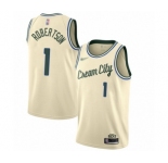 Men's Milwaukee Bucks #1 Oscar Robertson Authentic Cream Basketball Jersey - 2019-20 City Edition