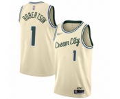Men's Milwaukee Bucks #1 Oscar Robertson Authentic Cream Basketball Jersey - 2019-20 City Edition