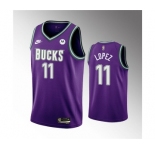 Men's Milwaukee Bucks #11 Brook Lopez 2022-23 Purple Classic Edition Swingman Stitched Basketball Jersey