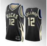 Men's Milwaukee Bucks #12 Danilo Gallinari Black Statement Edition Stitched Basketball Jersey