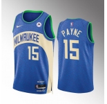 Men's Milwaukee Bucks #15 Cameron Payne Blue 2023-24 City Edition Stitched Basketball Jersey