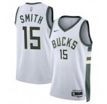Men's Milwaukee Bucks #15 Tyler Smith White 2024 Draft Association Edition Stitched Basketball Jersey