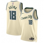Men's Milwaukee Bucks #18 Kyle Kuzma Cream 2025-26 City Edition Swingman Stitched Basketball Jersey