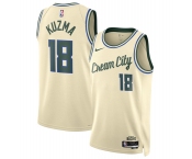 Men's Milwaukee Bucks #18 Kyle Kuzma Cream 2025-26 City Edition Swingman Stitched Basketball Jersey