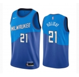 Men's Milwaukee Bucks #21 Holiday  Nike Blue 2020-21 Swingman Player Jersey