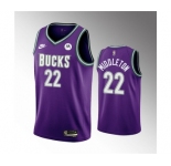 Men's Milwaukee Bucks #22 Khris Middleton 2022-23 Purple Classic Edition Swingman Stitched Basketball Jersey