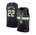 Men's Milwaukee Bucks #22 Khris Middleton Authentic Black Finished Basketball Jersey - Statement Edition