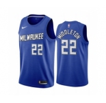 Men's Milwaukee Bucks #22 Khris Middleton Navy City Edition New Uniform 2020-21 Stitched Basketball Jersey