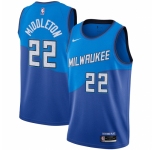 Men's Milwaukee Bucks #22 Khris Middleton Nike Blue 2020-21 Swingman Player Jersey
