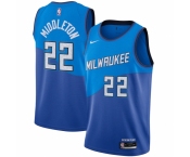 Men's Milwaukee Bucks #22 Khris Middleton Nike Blue 2020-21 Swingman Player Jersey