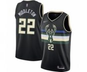Men's Milwaukee Bucks #22 Khris Middleton Swingman Black Finished Basketball Jersey - Statement Edition