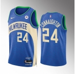 Men's Milwaukee Bucks #24 Pat Connaughton Blue 2023-24 City Edition Stitched Basketball Jersey