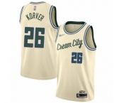 Men's Milwaukee Bucks #26 Kyle Korver Authentic Cream Basketball Jersey - 2019-20 City Edition