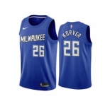 Men's Milwaukee Bucks #26 Kyle Korver Navy City Edition New Uniform 2020-21 Stitched Basketball Jersey