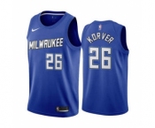 Men's Milwaukee Bucks #26 Kyle Korver Navy City Edition New Uniform 2020-21 Stitched Basketball Jersey