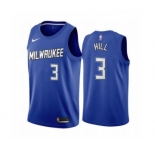 Men's Milwaukee Bucks #3 George Hill Navy City Edition New Uniform 2020-21 Stitched Basketball Jersey