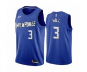 Men's Milwaukee Bucks #3 George Hill Navy City Edition New Uniform 2020-21 Stitched Basketball Jersey