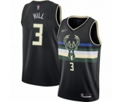 Men's Milwaukee Bucks #3 George Hill Swingman Black Finished Basketball Jersey - Statement Edition