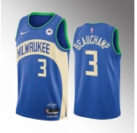 Men's Milwaukee Bucks #3 MarJon Beauchamp Blue 2023-24 City Edition Stitched Basketball Jersey
