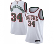 Men's Milwaukee Bucks #34 Giannis Antetokounmpo Authentic White Fashion Hardwood Classics Basketball Jersey
