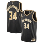 Men's Milwaukee Bucks #34 Giannis Antetokounmpo Black Gold 2024 Select Series Stitched Jersey