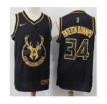 Men's Milwaukee Bucks #34 Giannis Antetokounmpo Black Gold Basketball Swingman Limited Edition Jersey