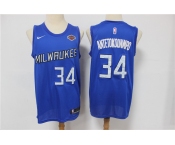 Men's Milwaukee Bucks #34 Giannis Antetokounmpo Blue Basketball Jersey 2021 New