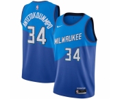 Men's Milwaukee Bucks #34 Giannis Antetokounmpo Nike Blue 2020-21 Swingman Player Jersey